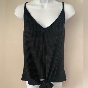 NWT Umgee Black Waffle Knit, Tie Front Camisole Top